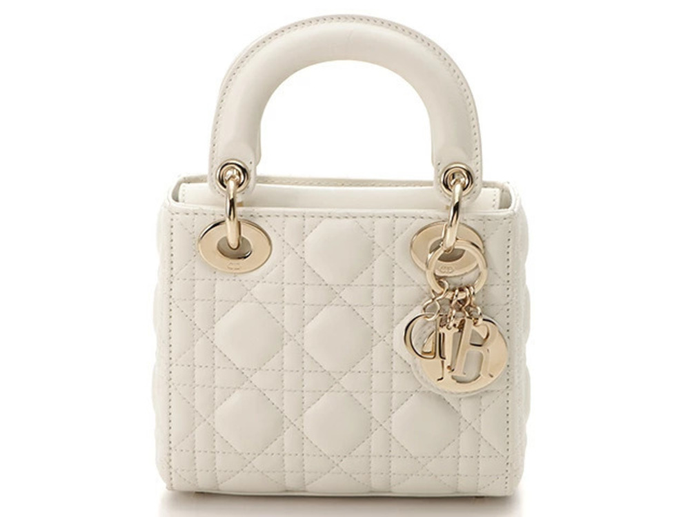 Christian Dior Cannage Lady Bag White Lambskin